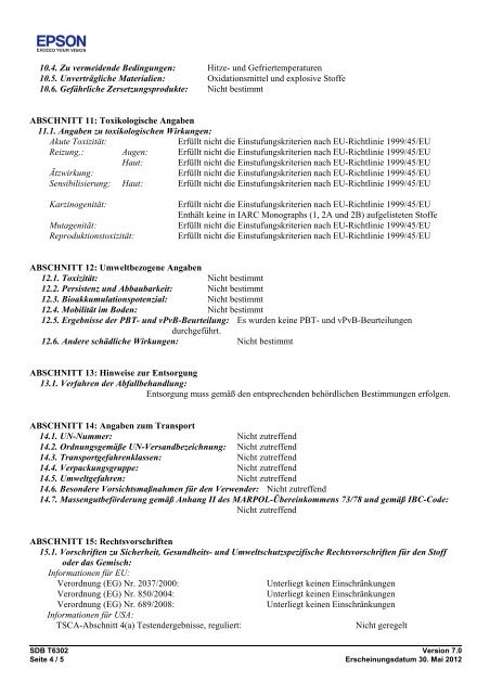 Sicherheitsdatenblatt - Epson Europe