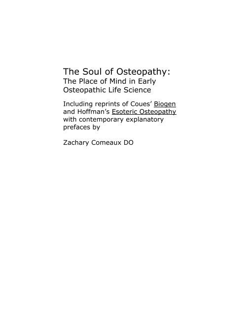 The Soul of Osteopathy - The Book Locker