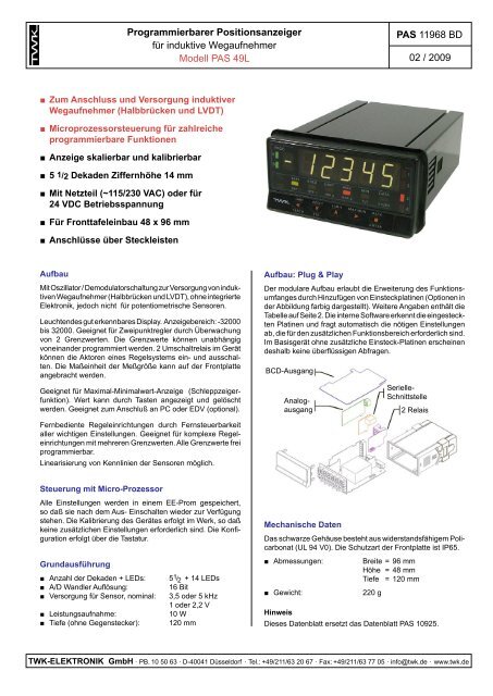 Modell PAS 49L - TWK-ELEKTRONIK GmbH