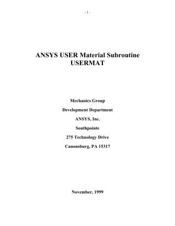 ANSYS USER Material Subroutine USERMAT - FEA.RU