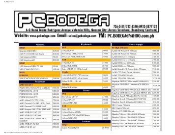 PC Bodega Pricelist - HardwareZone.com