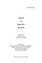 Journal of Sugar Beet Research - Vol