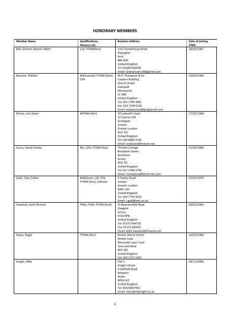 The Institute of Trade Mark Attorneys Membership List 2012 - ITMA