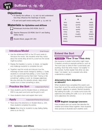 51 Sort Suffixes -y, -ly, -ily - Pearson