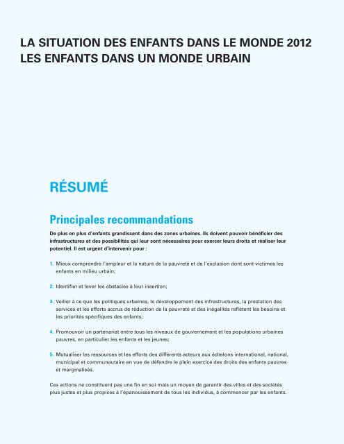 la situation des enfants dans le monde 2012 - Unicef