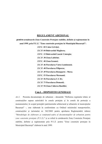 Reglementari adiţionale pentru puz 1999 - Primăria Municipiului ...