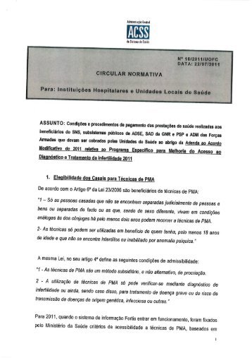 Circular Normativa n.º18 de 2011 - ACSS