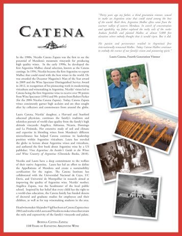 In the 1980s, Nicolás Catena Zapata was the first to see ... - Winebow