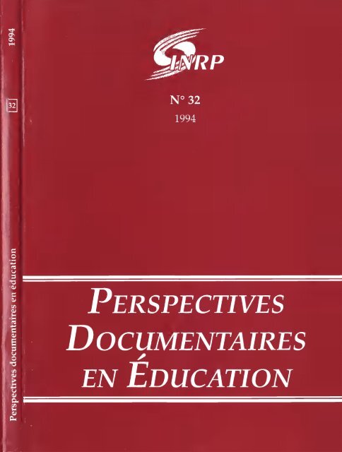 PERSPECTIVES DOCUMENTAIRES EN EDUCATION - INRP