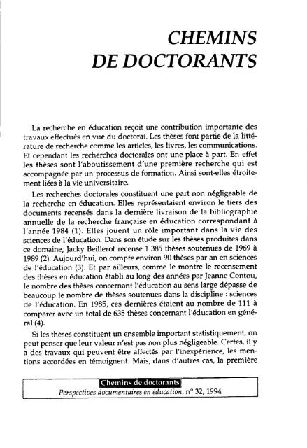 PERSPECTIVES DOCUMENTAIRES EN EDUCATION - INRP