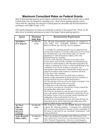 Maximum Consultant Rates on Federal Grants - University of San ...