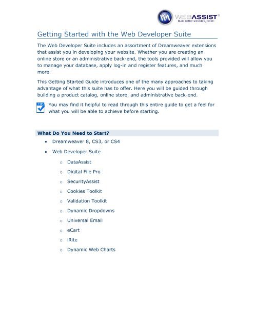 Getting Started with the Web Designer Suite - WebAssist