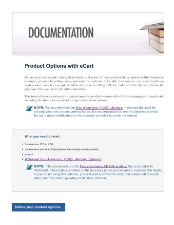 Product Options with eCart - WebAssist