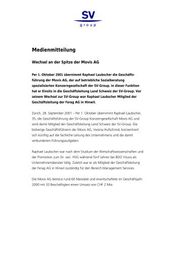 Medienmitteilung - SV Group