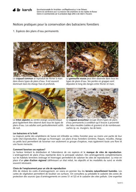 Notices pratiques pour la conservation des batraciens ... - Karch