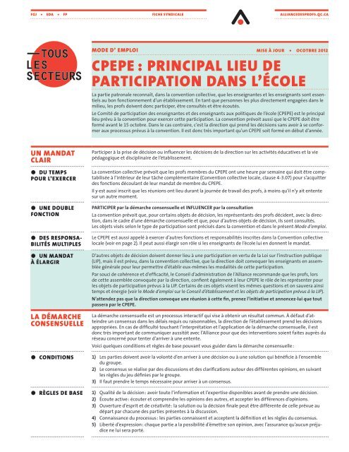 Cpepe Alliance Des Professeures Et Professeurs De Montreal