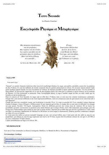 Terre Seconde Encyclopédie Physique et Métaphysique N