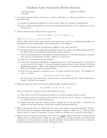 14.661 Labor Economics problem set 0 - MIT OpenCourseWare