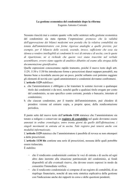 Gestione economica (Avv. Correale) - Anaci