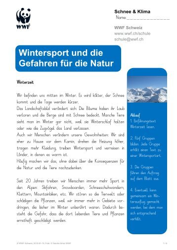 Wintersport und die Gefahren für die Natur - WWF Schweiz