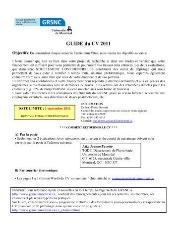exemple cv universite de montreal