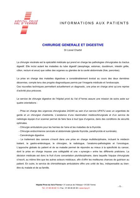 Informations générales (PDF) - Hôpital privé du Val d'Yerres