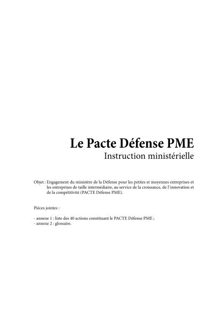 Le Pacte Défense PME - Ministère de la Défense