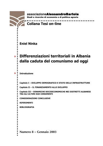 Differenziazioni territoriali in Albania dalla caduta del comunismo ad ...