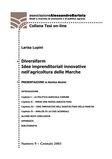 Diversifarm Idee imprenditoriali innovative nell'agricoltura delle ...