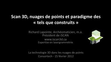 Scan 3D, nuages de points et paradigme des « tels que construits »