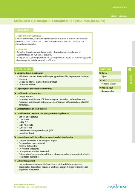 formations exploration & production / 2010 - Aegide International