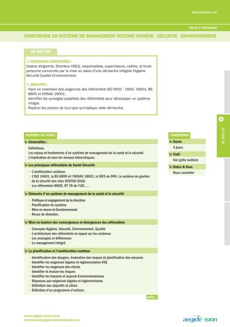 formations exploration & production / 2010 - Aegide International