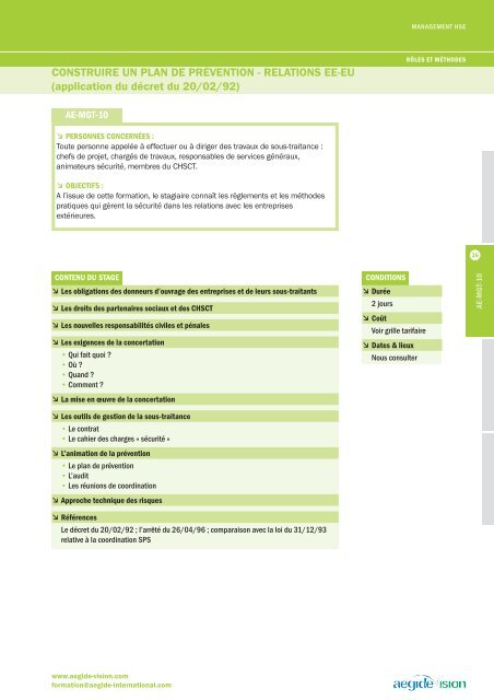 formations exploration & production / 2010 - Aegide International