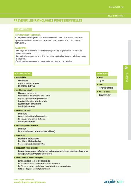 formations exploration & production / 2010 - Aegide International