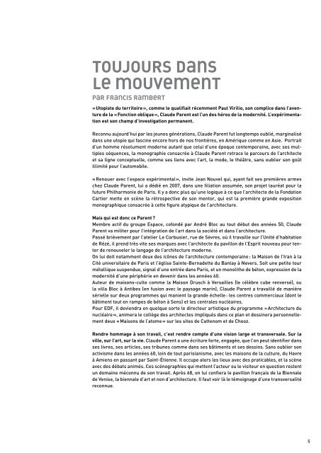 Dossier de presse Claude Parent, L'oeuvre construite, l'oeuvre ...