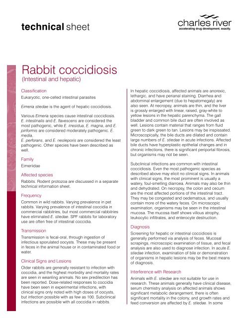 Rabbit coccidiosis - Charles River Laboratories
