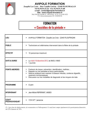 Programme + bulletin d'inscription - Avipole Formation