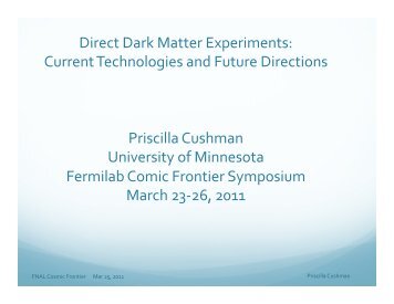 Priscilla Cushman - Fermilab Center for Particle Astrophysics