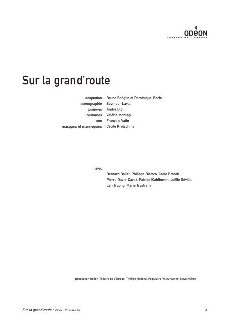 Sur la grand'route - Odéon Théâtre de l'Europe