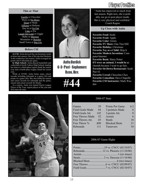 2007-08 WBB Media Guide - College of Southern Idaho Athletics