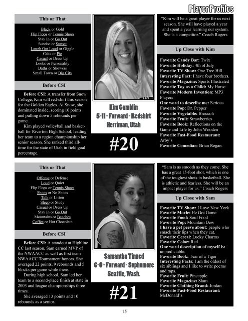 2007-08 WBB Media Guide - College of Southern Idaho Athletics