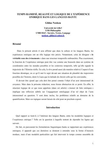 Temps Ramifié - Savoirs Textes Langage - Lille 3