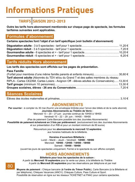 Saison culturelle 2012-2013 Théâtre de Verre Châteaubriant
