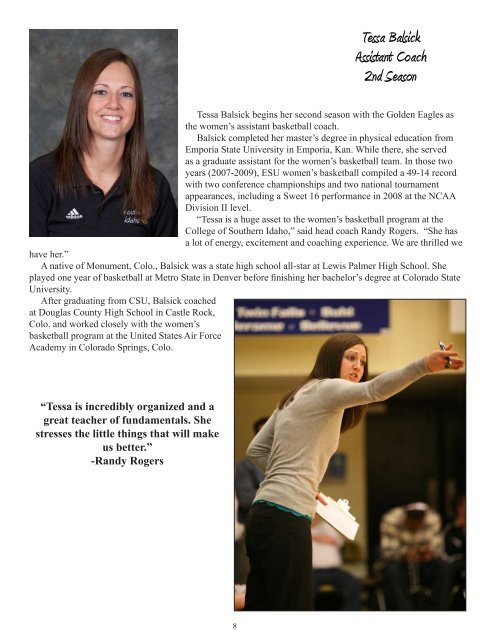 2010-11 WBB Media Guide - College of Southern Idaho Athletics