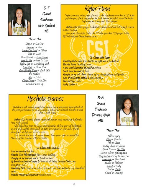 2010-11 WBB Media Guide - College of Southern Idaho Athletics