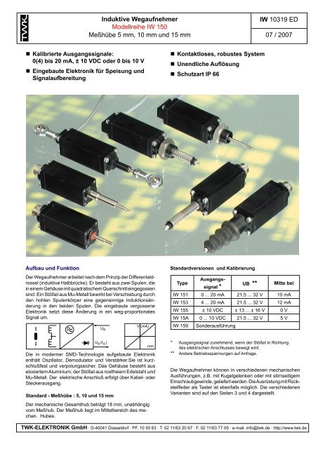 Modellreihe IW 150 - TWK-ELEKTRONIK GmbH