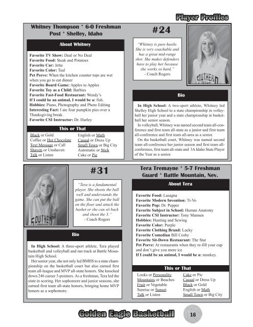 2006-07 WBB Media Guide - College of Southern Idaho Athletics