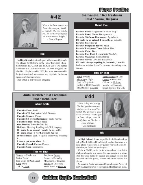 2006-07 WBB Media Guide - College of Southern Idaho Athletics