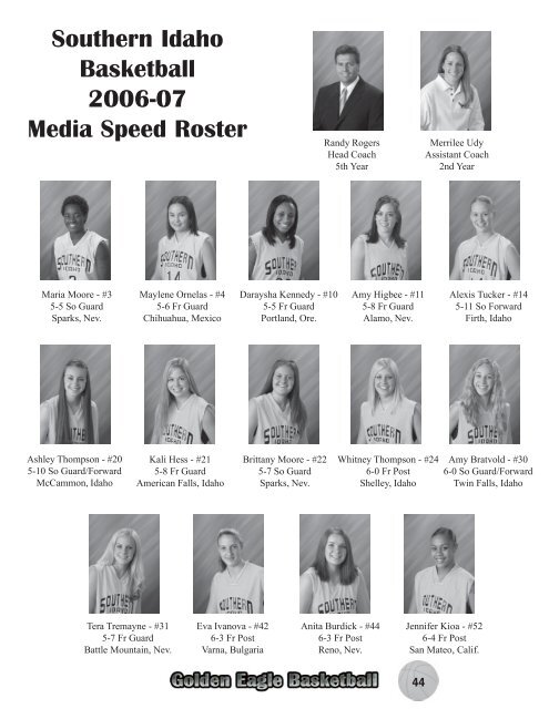 2006-07 WBB Media Guide - College of Southern Idaho Athletics