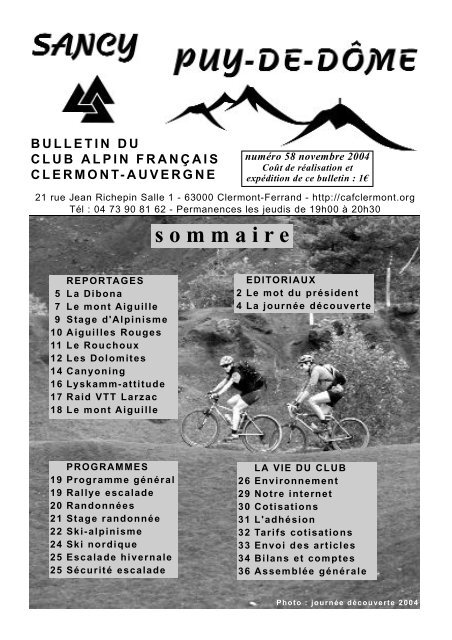 s o m m a i re - Club Alpin Français Clermont-Auvergne